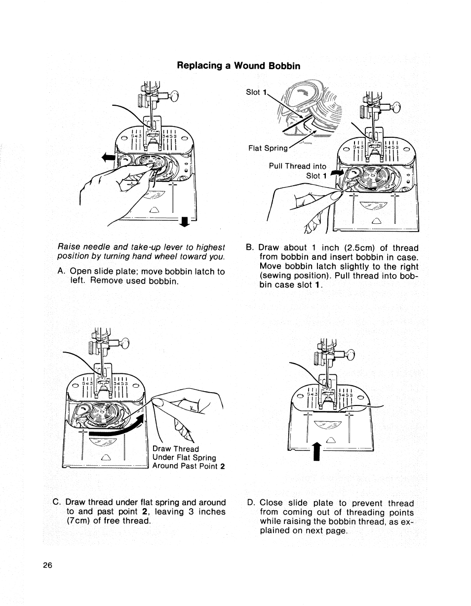 Replacing a wound bobbin | SINGER 2001 TouchTronic User Manual | Page 32 / 126