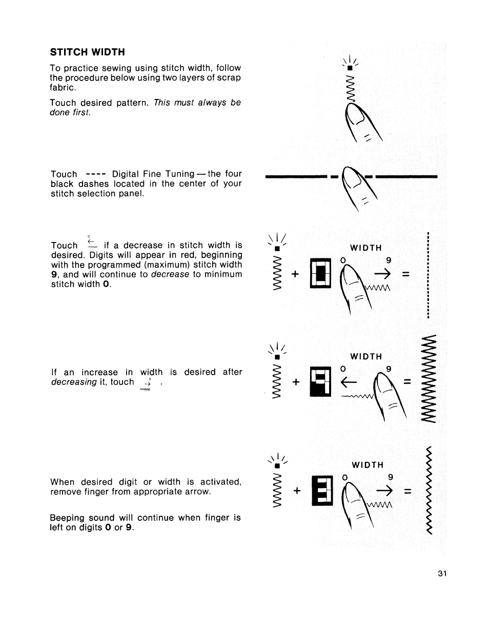 Stitch width | SINGER 2001 TouchTronic User Manual | Page 37 / 126
