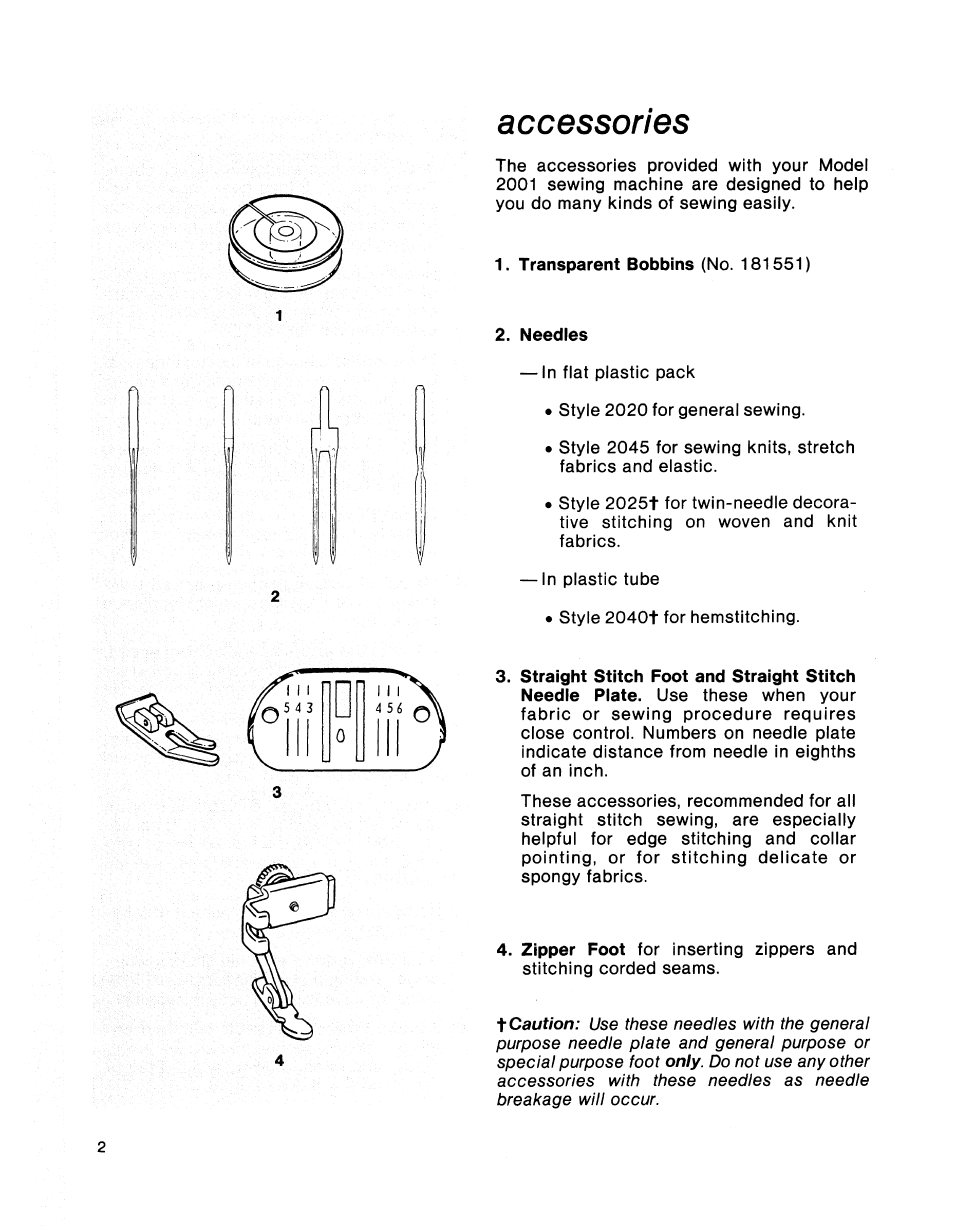 Accessories | SINGER 2001 TouchTronic User Manual | Page 8 / 126