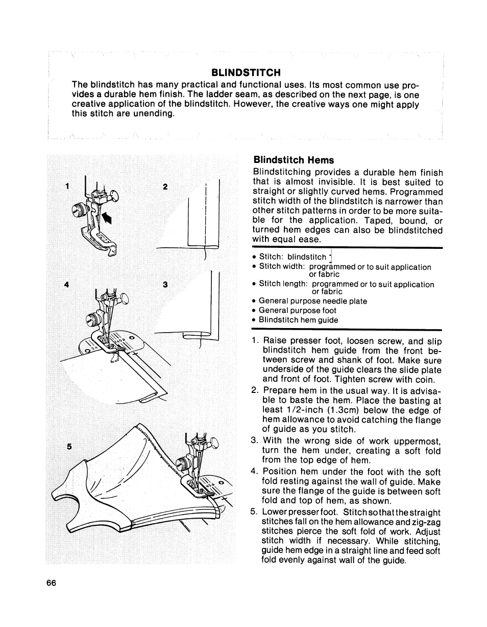 Blindstitch hems, Blindstitch | SINGER 2001 TouchTronic User Manual | Page 80 / 126