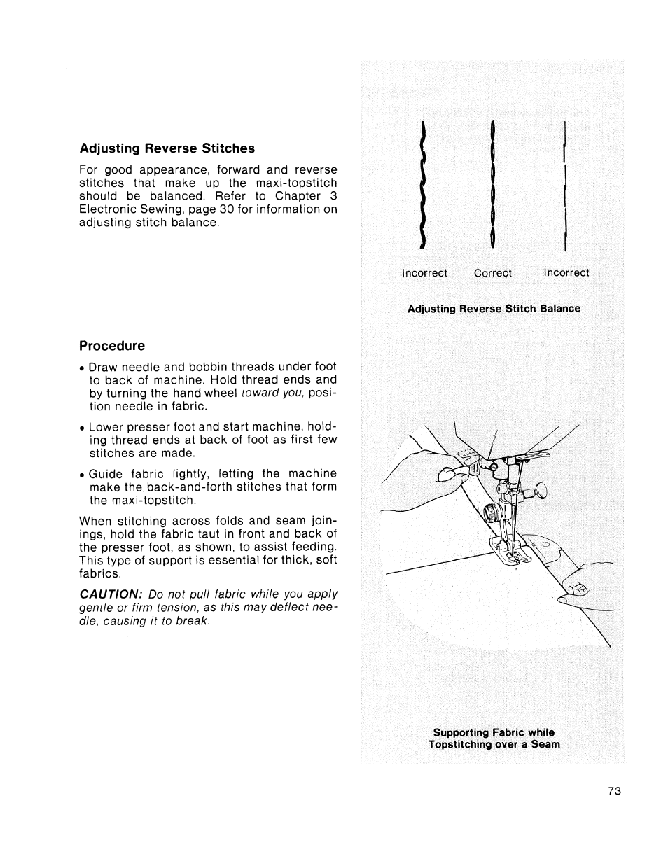 Adjusting reverse stitches, Procedure | SINGER 2001 TouchTronic User Manual | Page 87 / 126