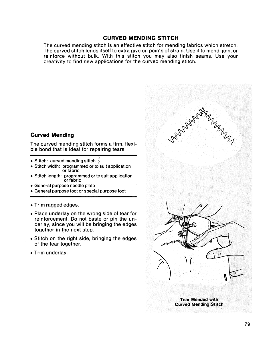 Curved mending | SINGER 2001 TouchTronic User Manual | Page 93 / 126