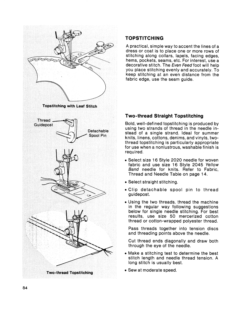 Two-thread straight topstitching | SINGER 2001 TouchTronic User Manual | Page 98 / 126