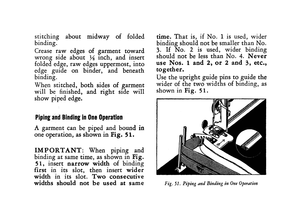 Piping and binding in one operation | SINGER 201 User Manual | Page 50 / 76