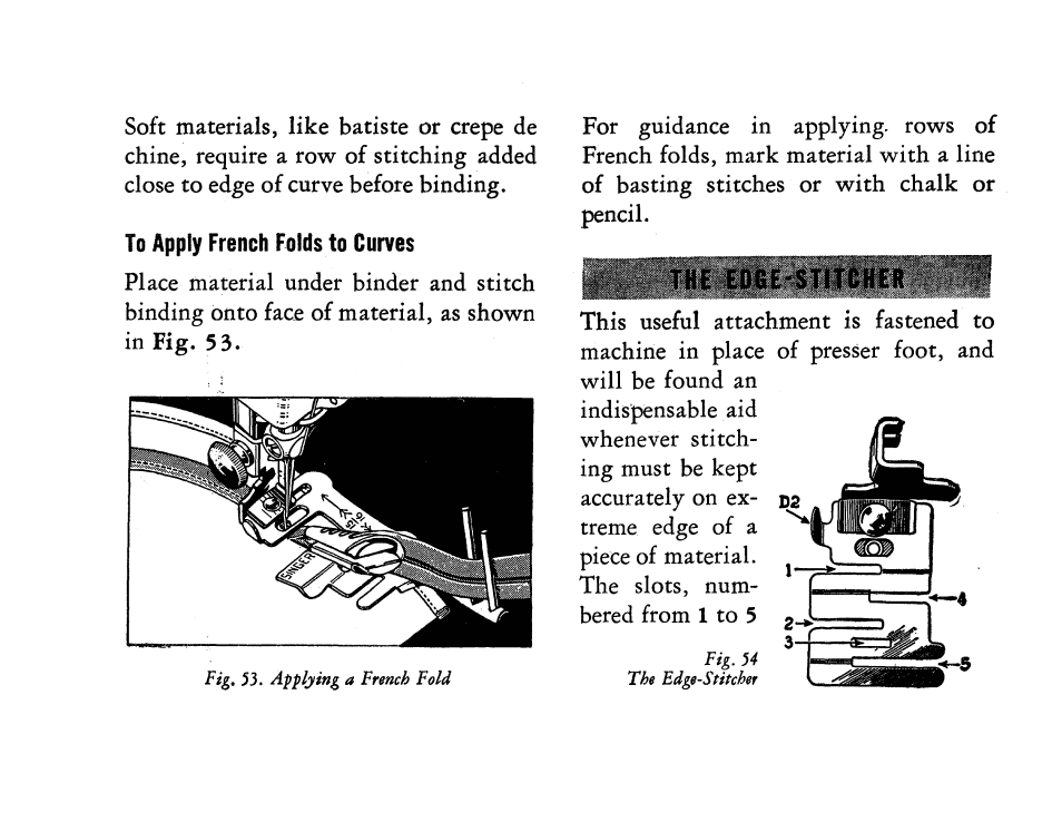 To apply french folds to curves | SINGER 201 User Manual | Page 52 / 76
