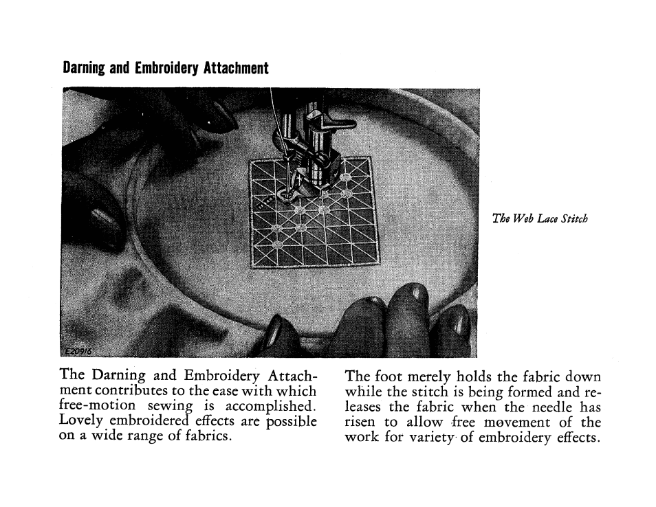 Darning and embroidery attachment | SINGER 201 User Manual | Page 69 / 76