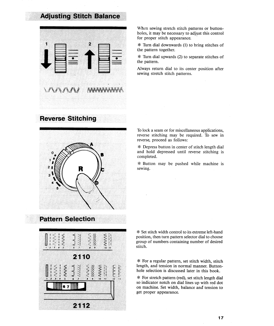 Adjusting stitch balance, Reverse stitching | SINGER 2112 User Manual | Page 19 / 36