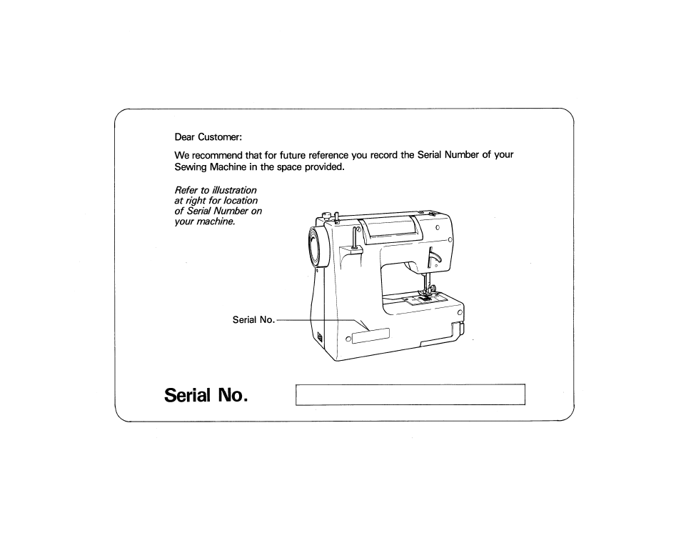 Serial no | SINGER 214 User Manual | Page 2 / 26