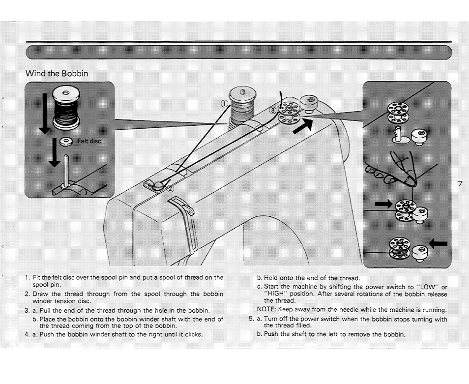 Wind the bobbin | SINGER 214 User Manual | Page 9 / 26