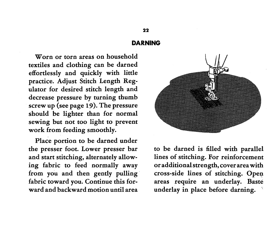 Darning | SINGER 221K Featherweight User Manual | Page 24 / 56