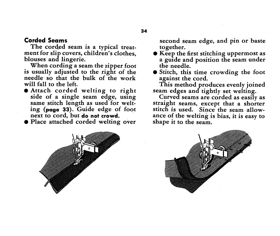 Corded seams | SINGER 221K Featherweight User Manual | Page 36 / 56