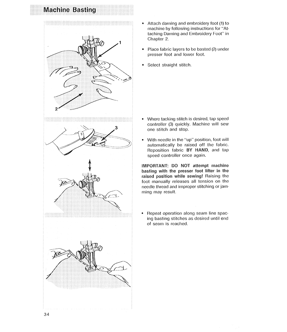 Machine basting | SINGER 2210 Athena User Manual | Page 36 / 52