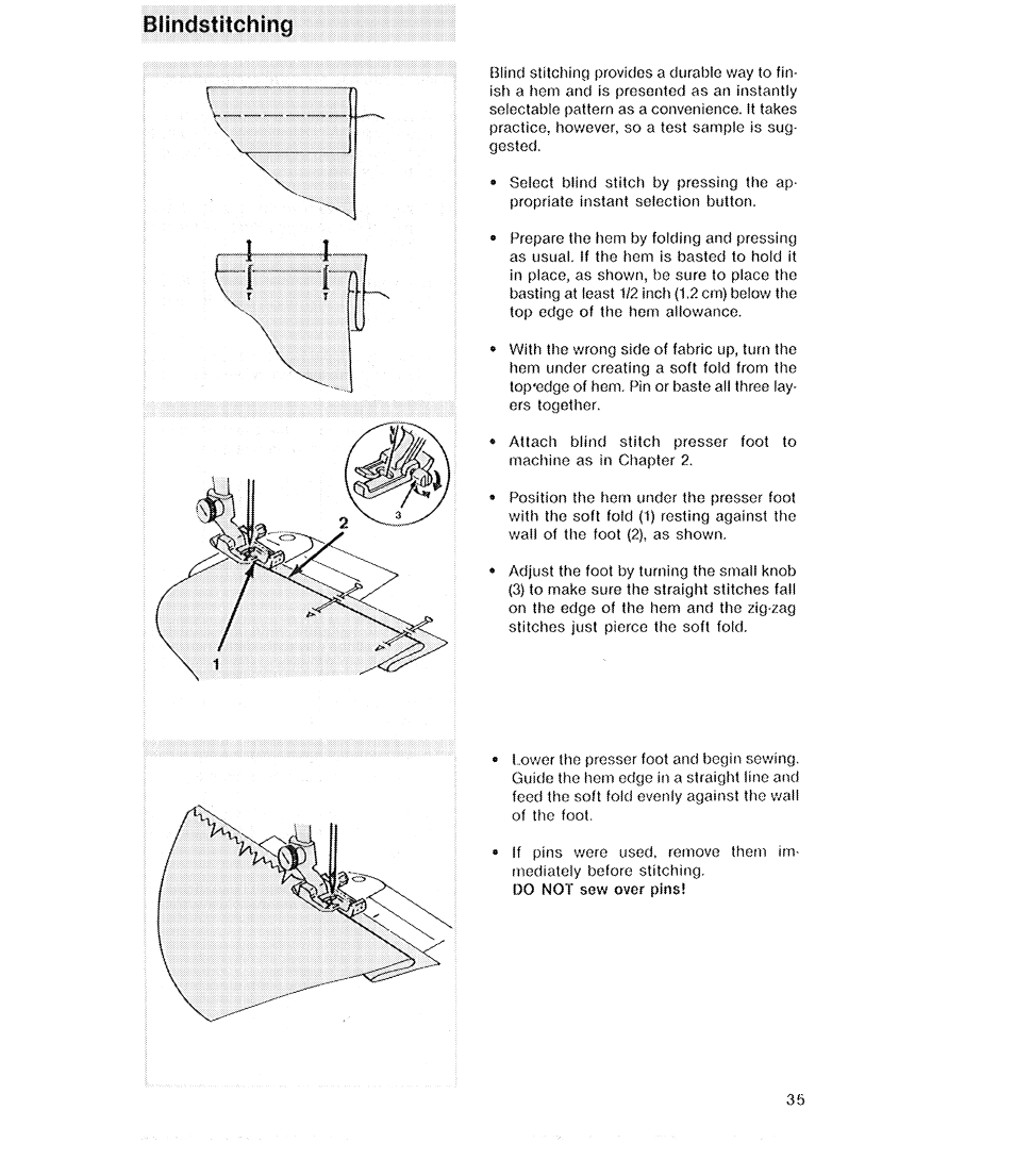 Bllndstltching, Bllndstitching | SINGER 2210 Athena User Manual | Page 37 / 52