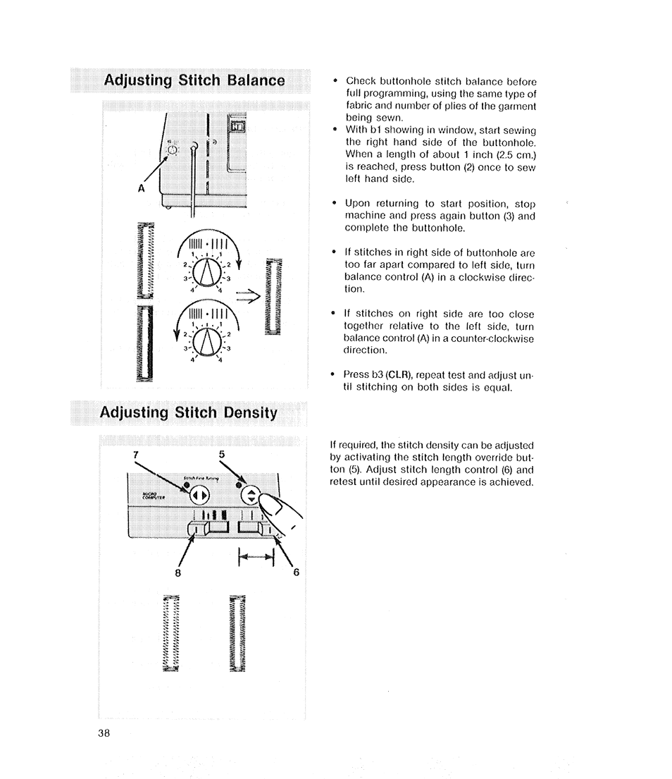 Adjusting stitch balance, Adjusting stitch density, Adjusting stitch width adjusting stitch length | SINGER 2210 Athena User Manual | Page 40 / 52