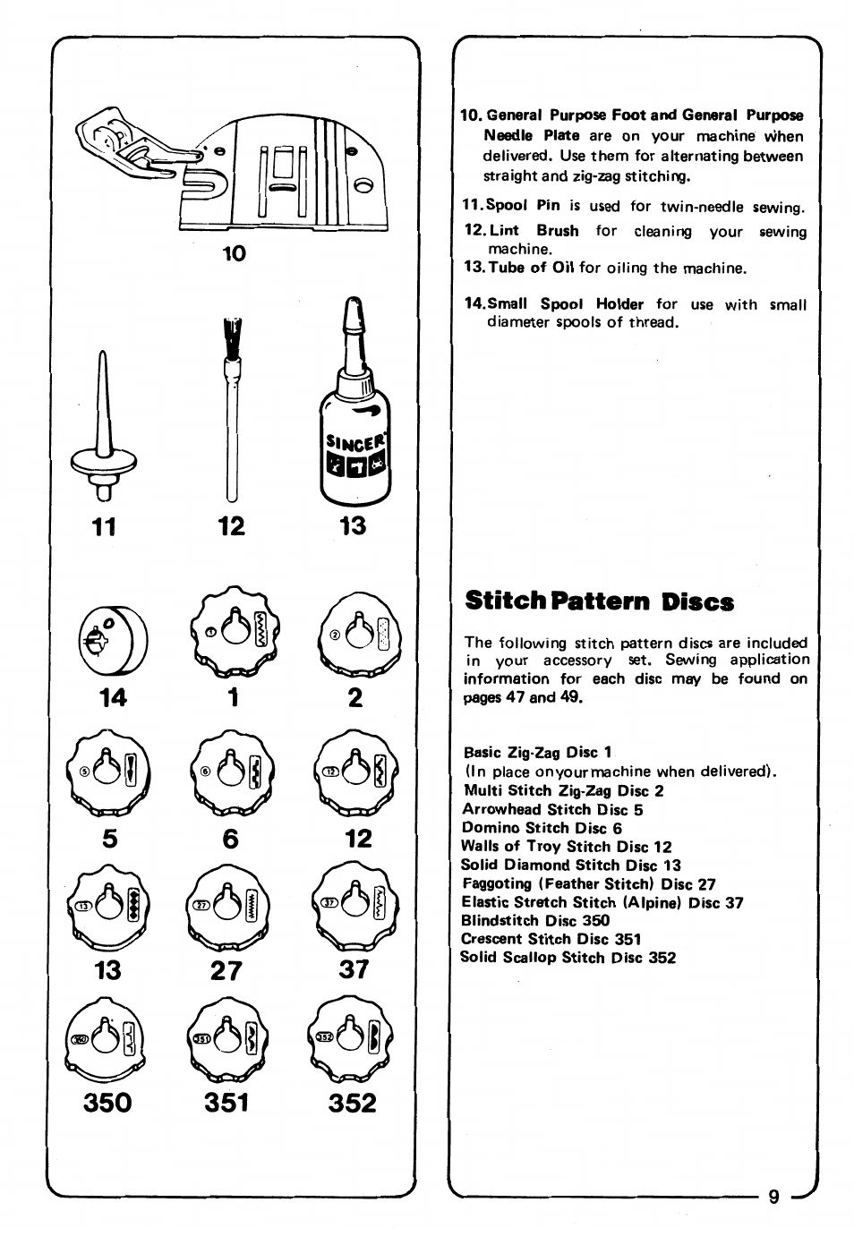 Stitch pattern discs | SINGER 3150 User Manual | Page 11 / 92