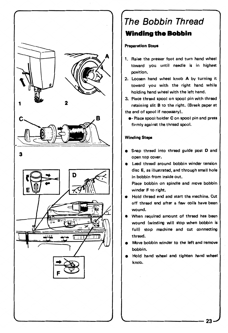 The bobbin thread, Winding the bobbin, Rthe bobbin thread | SINGER 3150 User Manual | Page 25 / 92