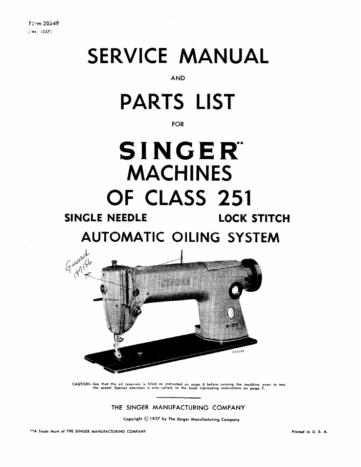 SINGER 251 User Manual | 44 pages