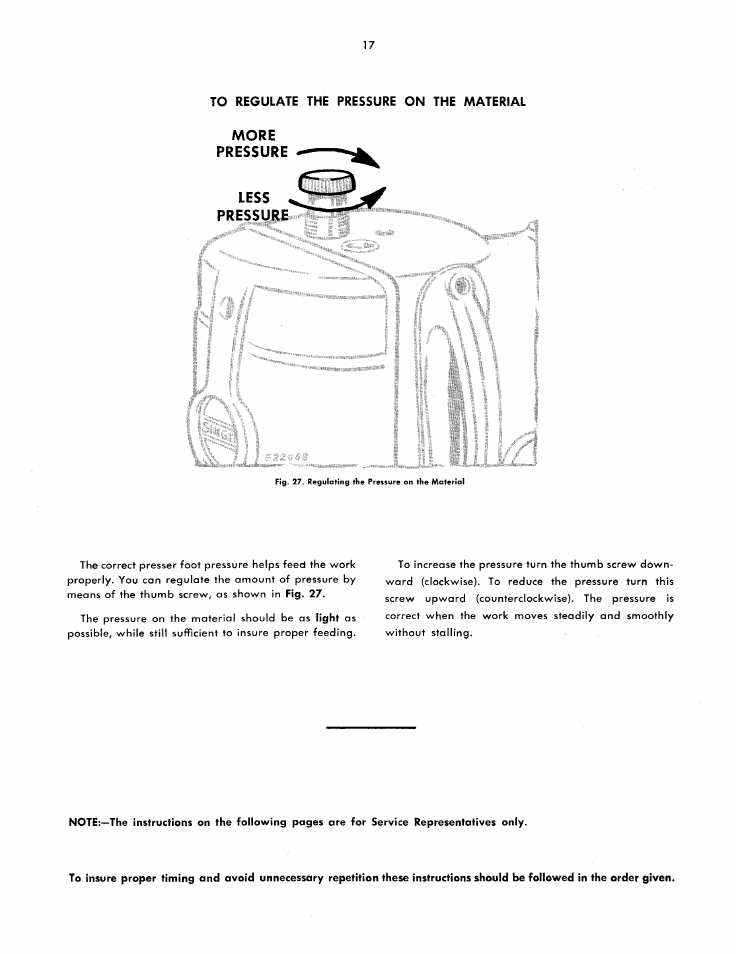 More pressure less pressure l------ j | SINGER 251 User Manual | Page 17 / 44