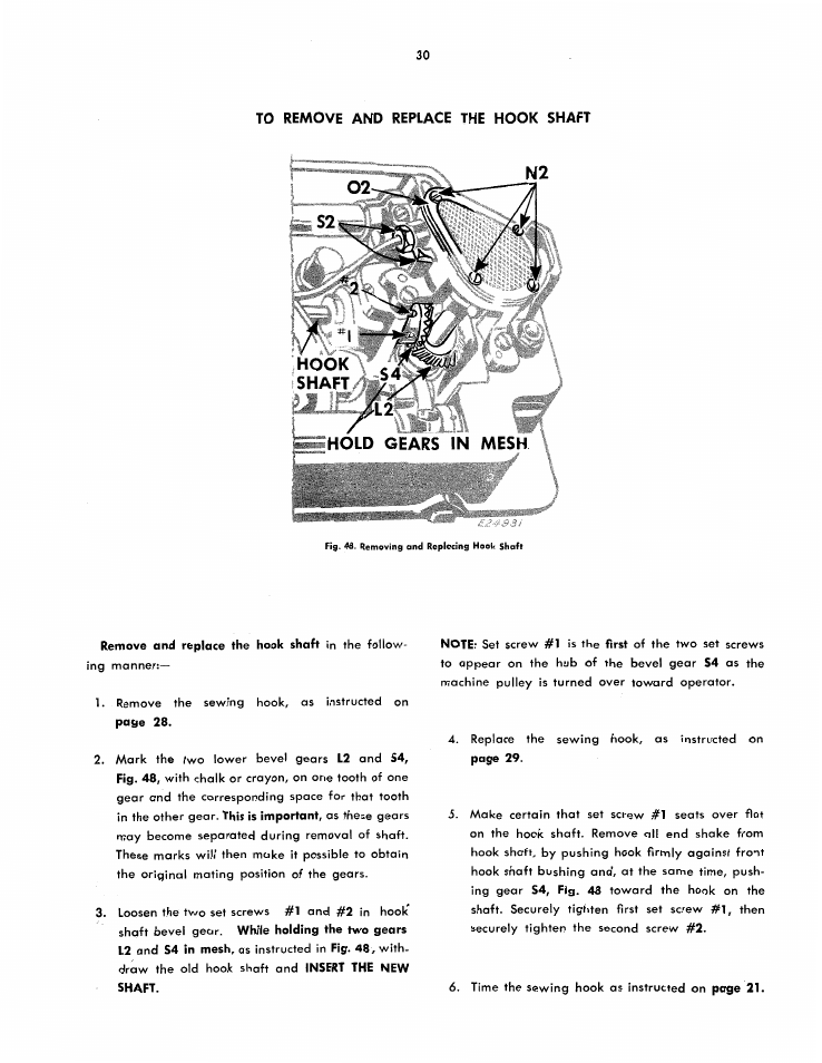 Hold gears in mesh | SINGER 251 User Manual | Page 30 / 44