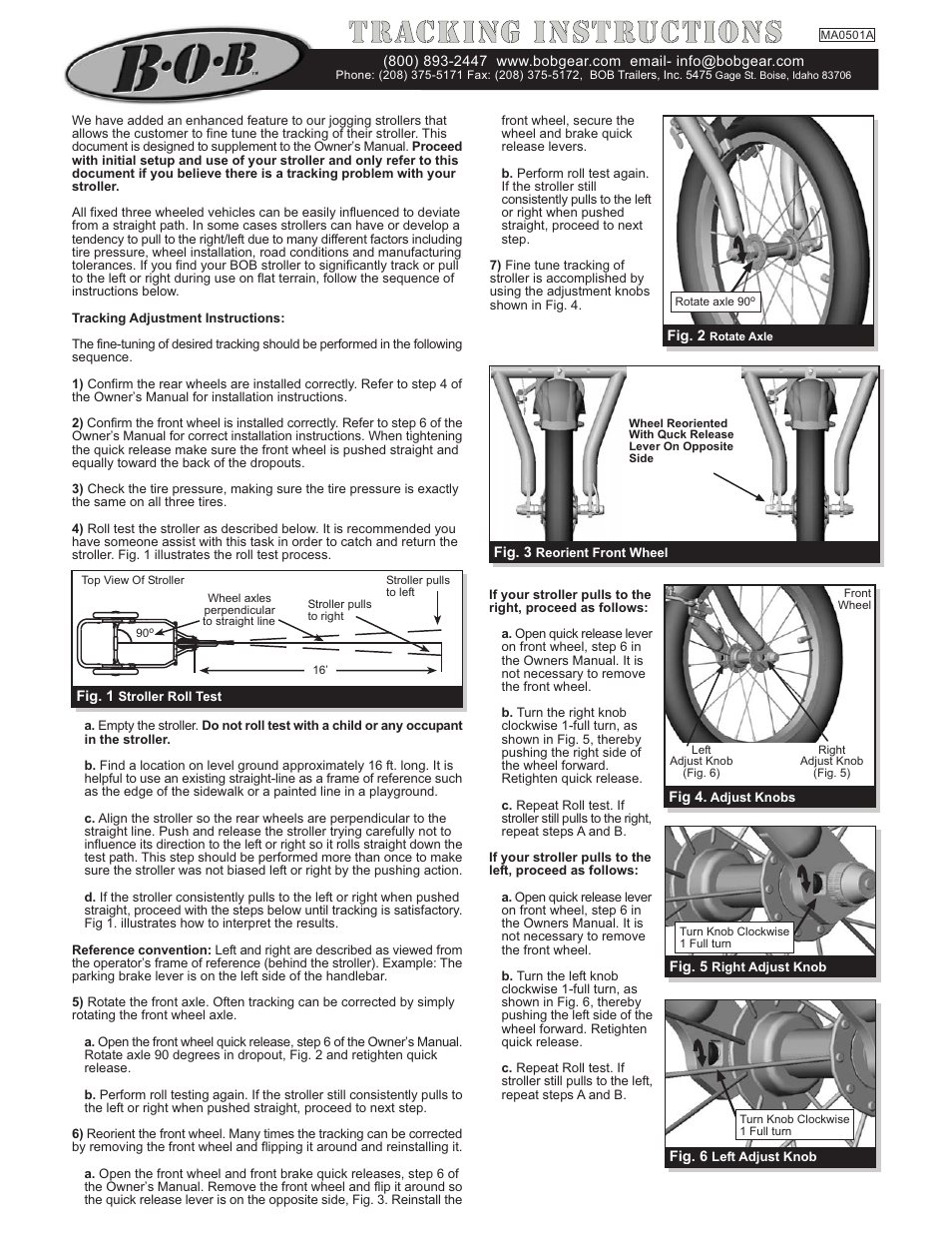 Tracking instructions | BOB Duallie MA0501A User Manual | Page 5 / 5