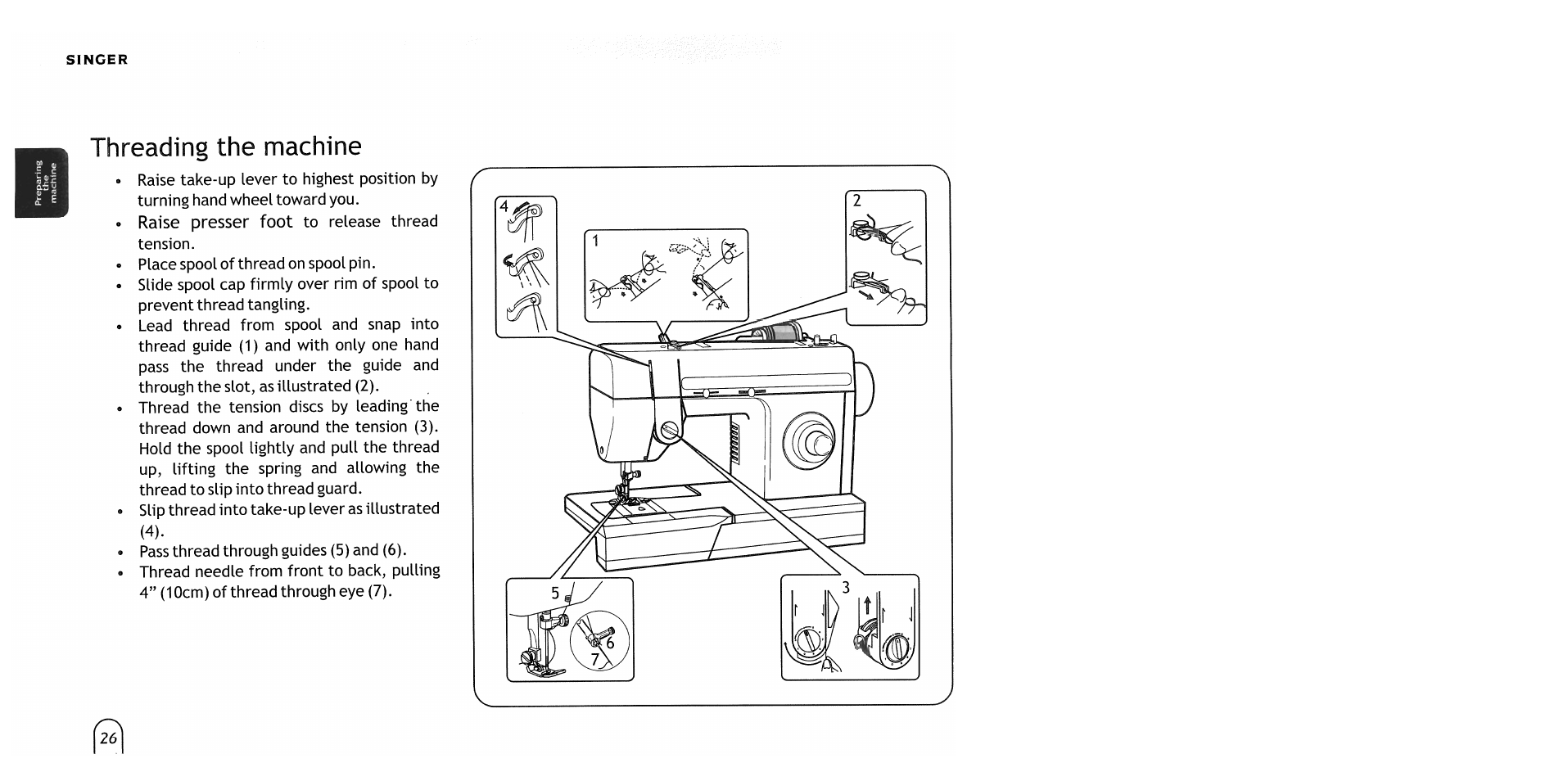 Threading the machine, Singer | SINGER 2517 Merritt User Manual | Page 28 / 80