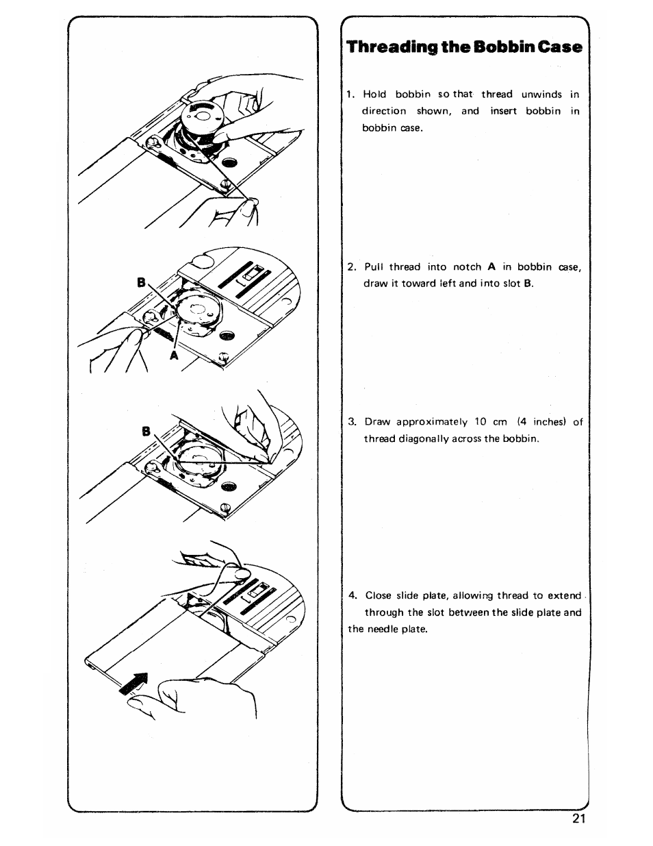 Threadiiig the bobbin case | SINGER 3103 User Manual | Page 23 / 71