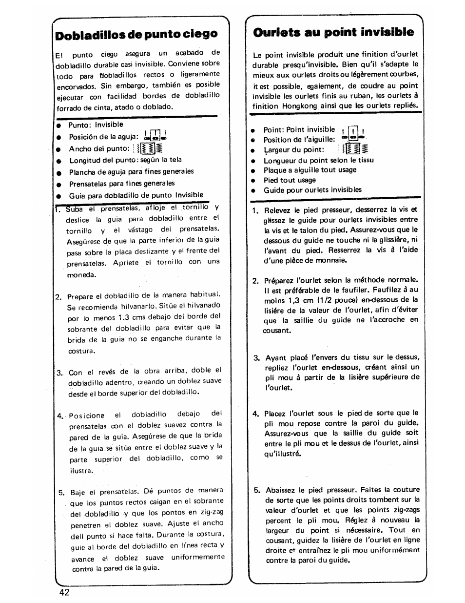 Dobladillos de punto ciego, Ourlets au point invisible | SINGER 3103 User Manual | Page 44 / 71