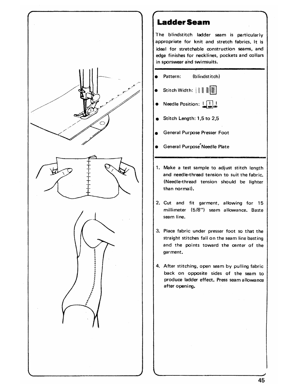 Rladder seam | SINGER 3103 User Manual | Page 47 / 71