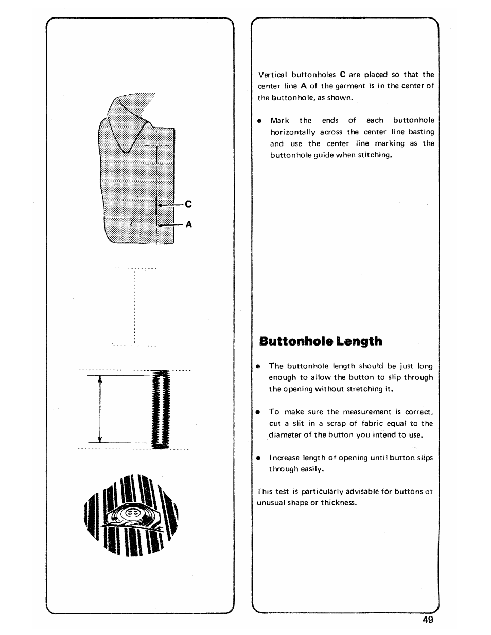 Buttonhole length | SINGER 3103 User Manual | Page 51 / 71