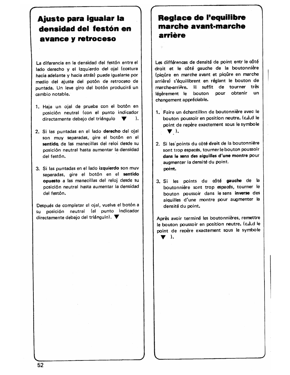 Replace de l’eguilibre marche avant-marche arrière, Point | SINGER 3103 User Manual | Page 54 / 71