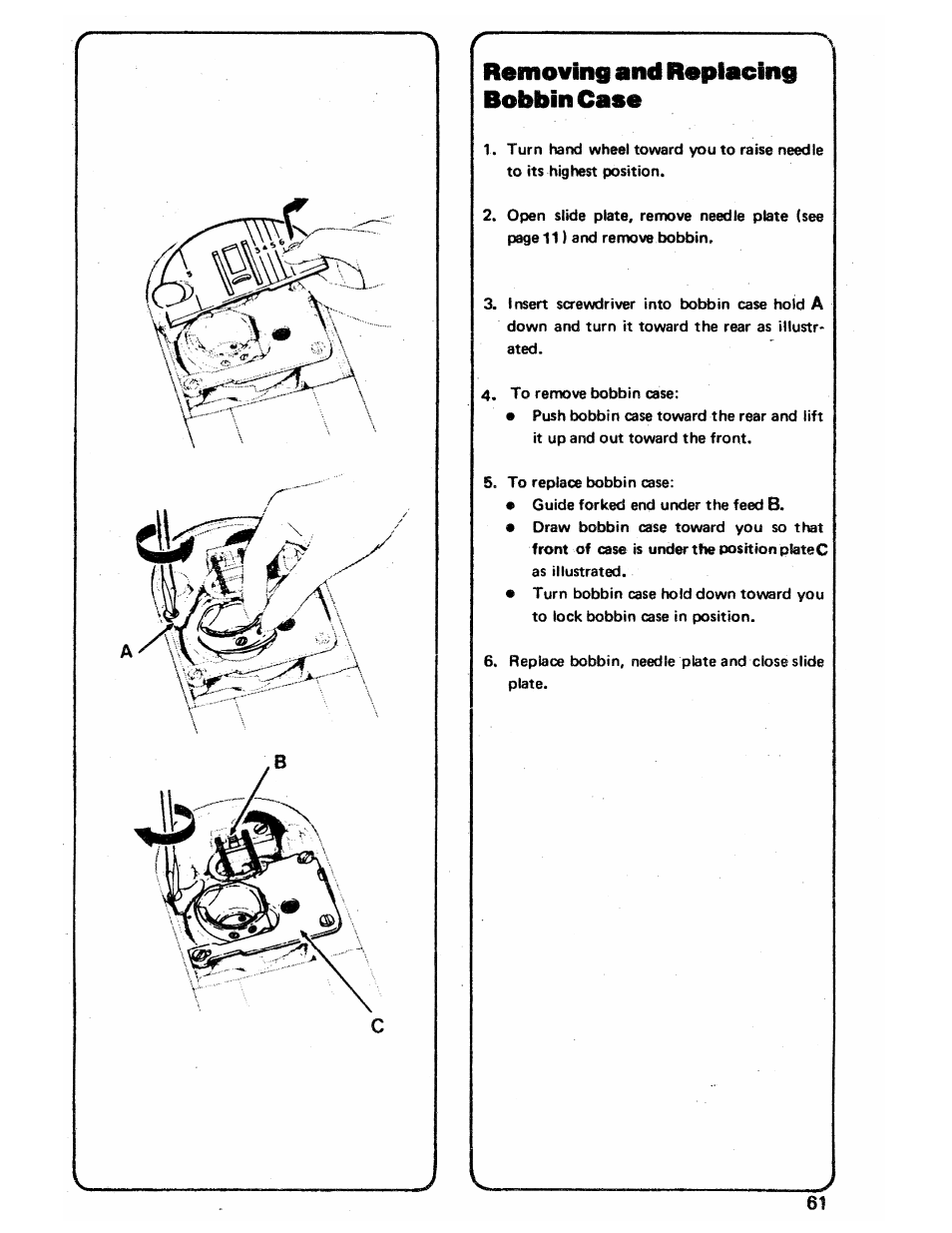 Removing and replacing bobbin case | SINGER 3103 User Manual | Page 63 / 71