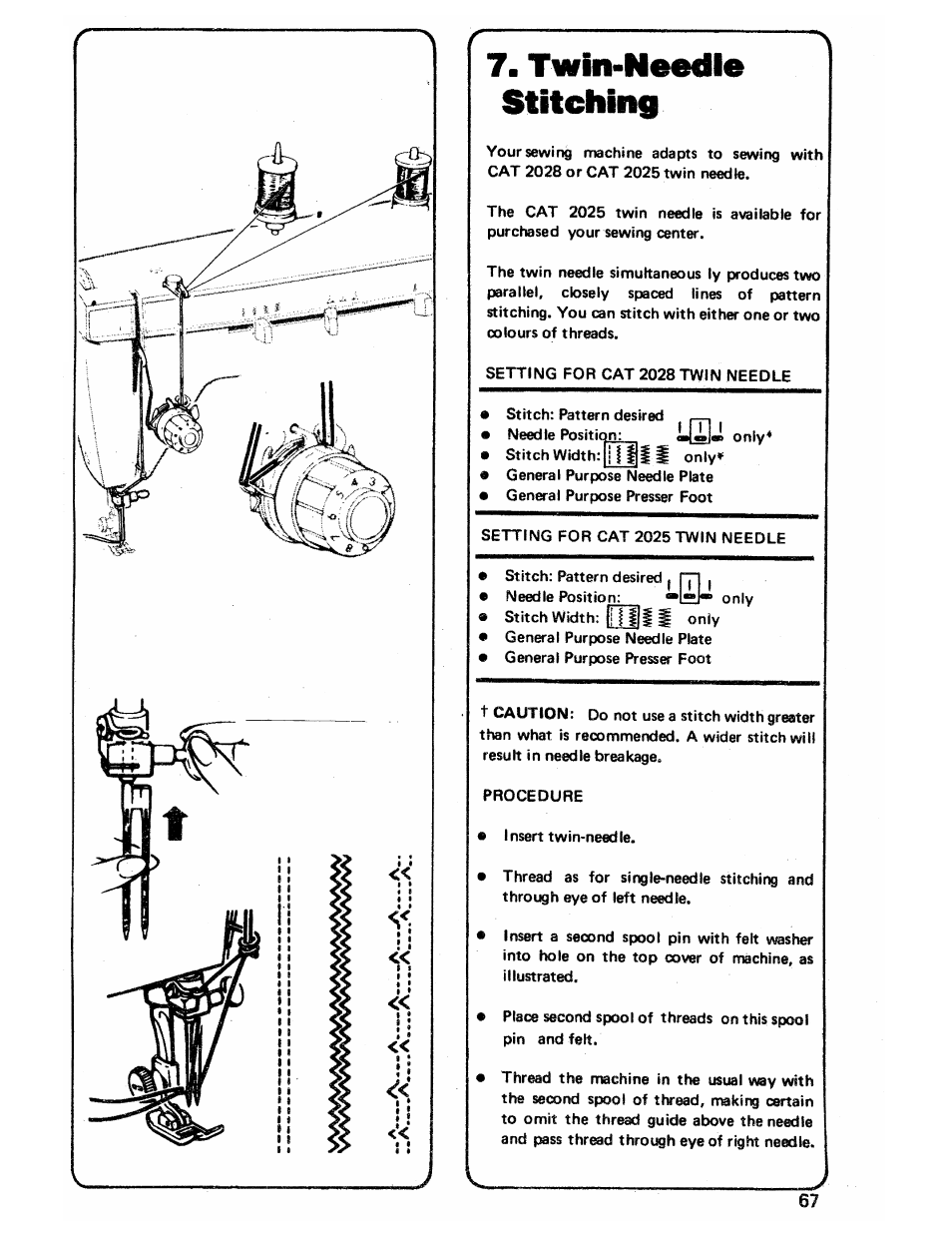 Twin-needle stitching | SINGER 3103 User Manual | Page 69 / 71