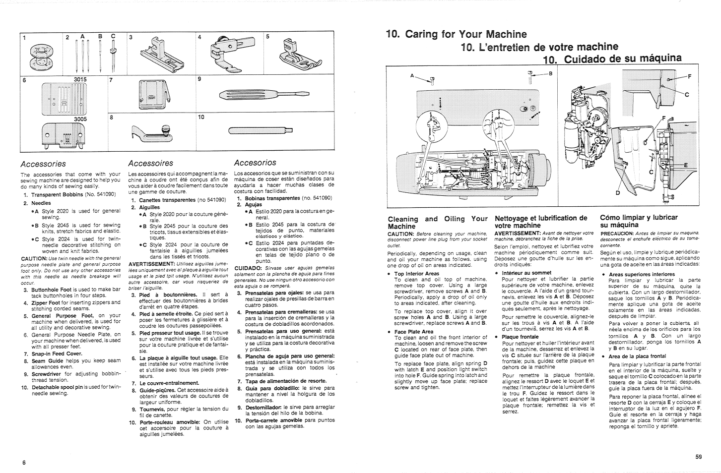 Accessories, Accessoires, Accesorios | SINGER 3015 User Manual | Page 8 / 68