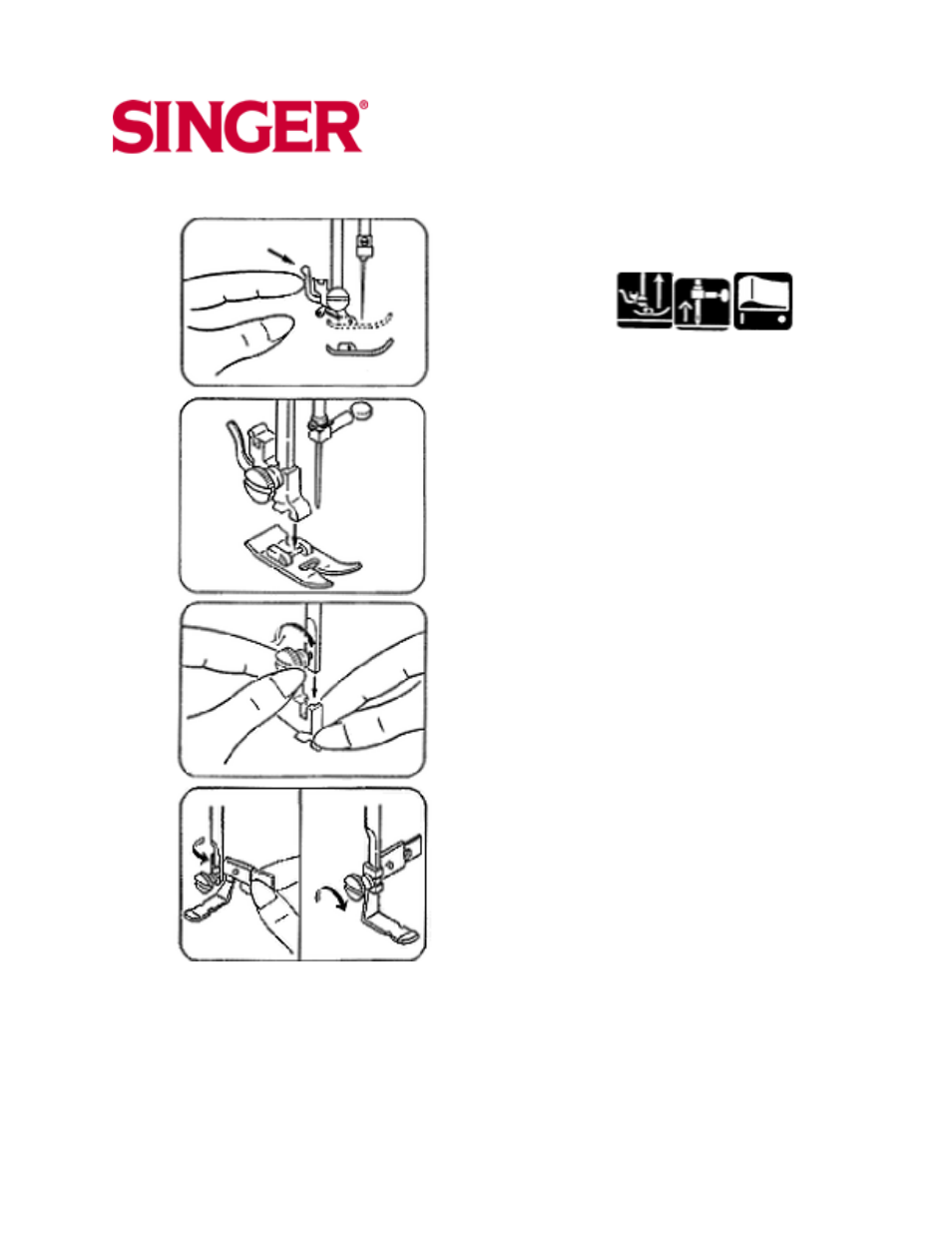 Changing presser foot, Replacing presser foot with shank, 2 & 5 stitch pattern machines | SINGER 30215 User Manual | Page 10 / 31