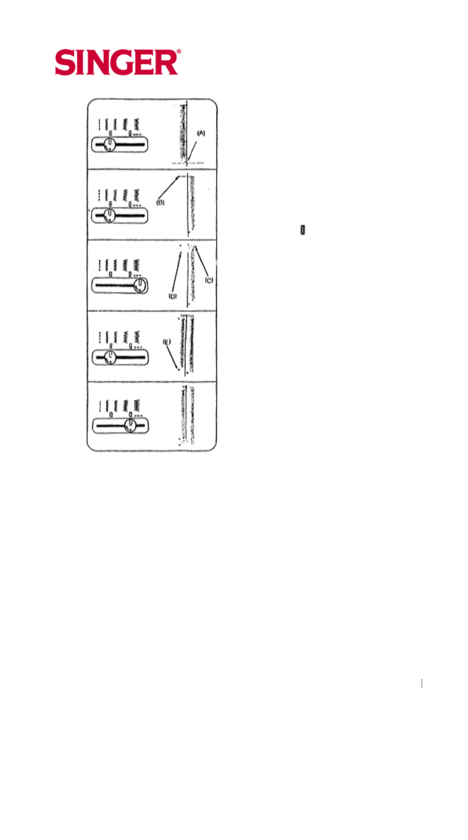 Sewing buttonholes, 2 & 5 stitch pattern machines | SINGER 30215 User Manual | Page 24 / 31