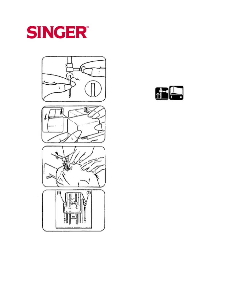 Choosing and changing needles, Free arm sewing, 2 & 5 stitch pattern machines | SINGER 30215 User Manual | Page 9 / 31
