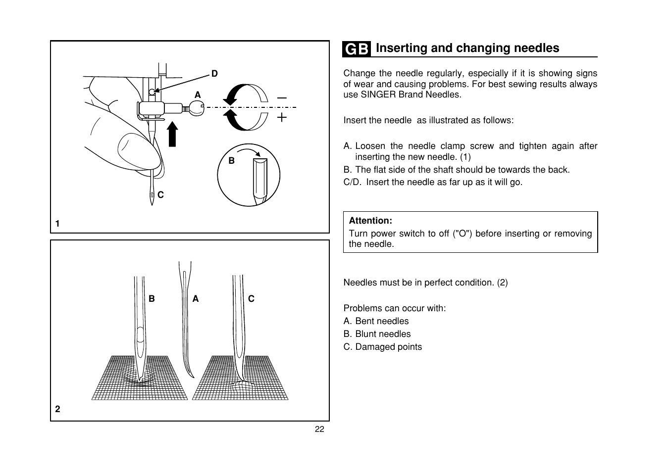 Inserting and changing needles | SINGER Simple 3116 User Manual | Page 29 / 94