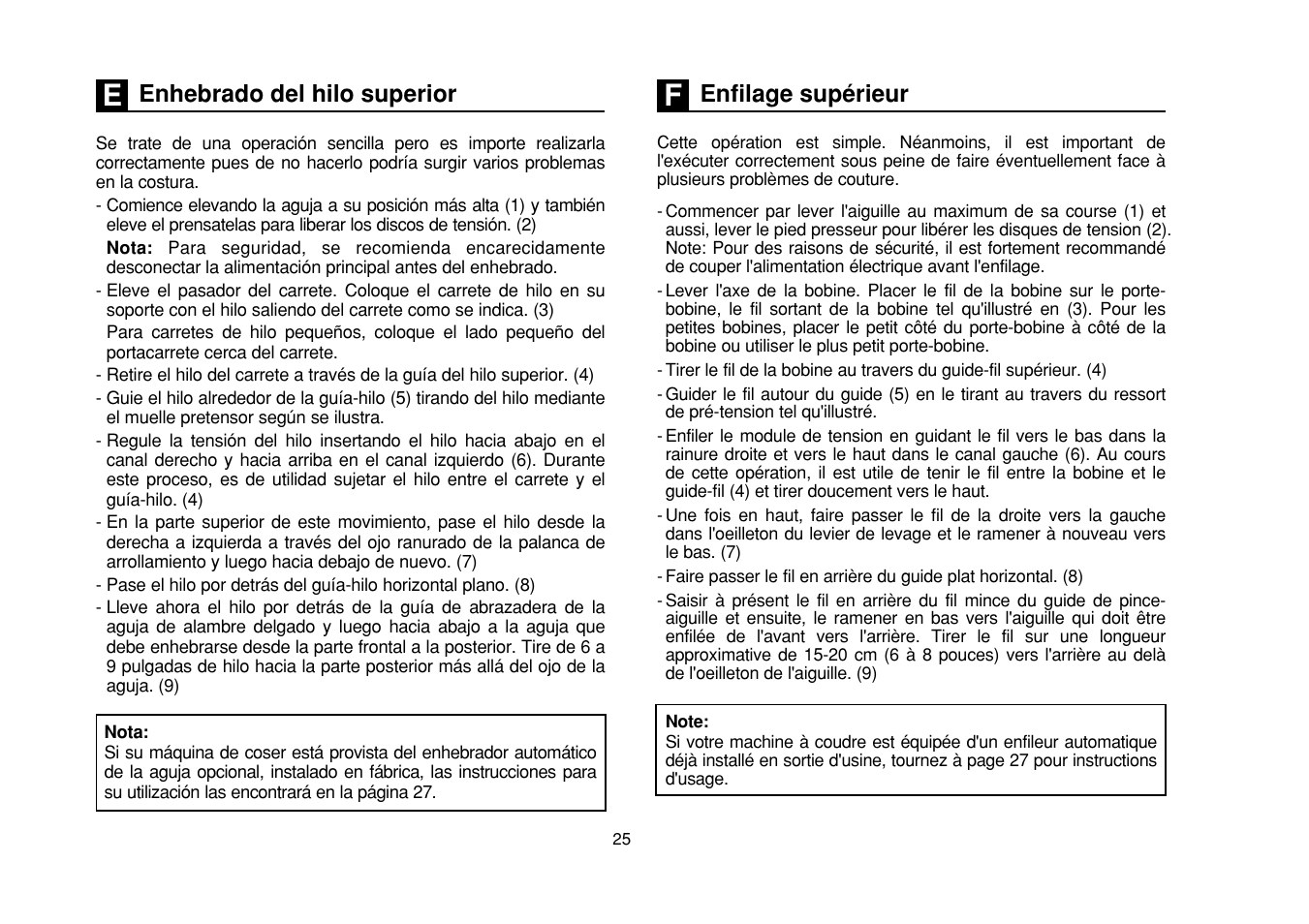 Enhebrado del hilo superior, Enfilage supérieur | SINGER Simple 3116 User Manual | Page 32 / 94