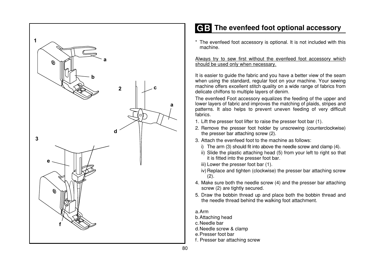 The evenfeed foot optional accessory | SINGER Simple 3116 User Manual | Page 87 / 94