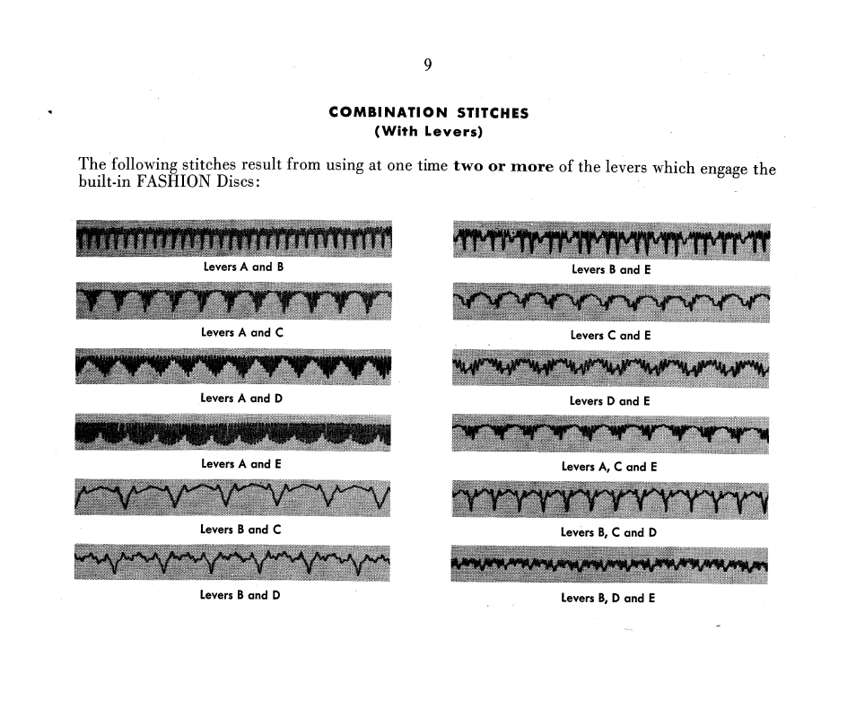 Combination stitches (with levers) | SINGER 319K User Manual | Page 11 / 116