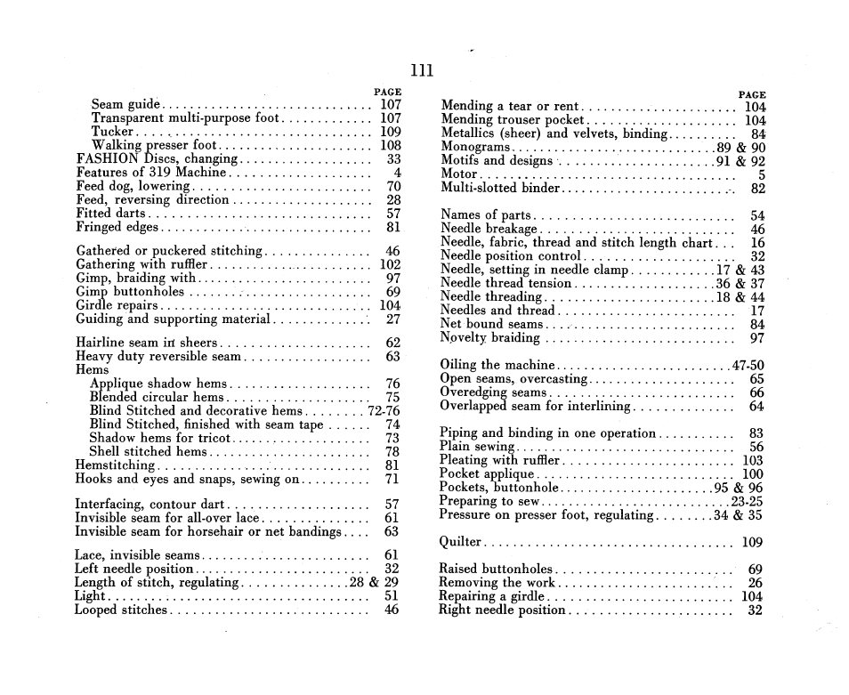 SINGER 319K User Manual | Page 113 / 116