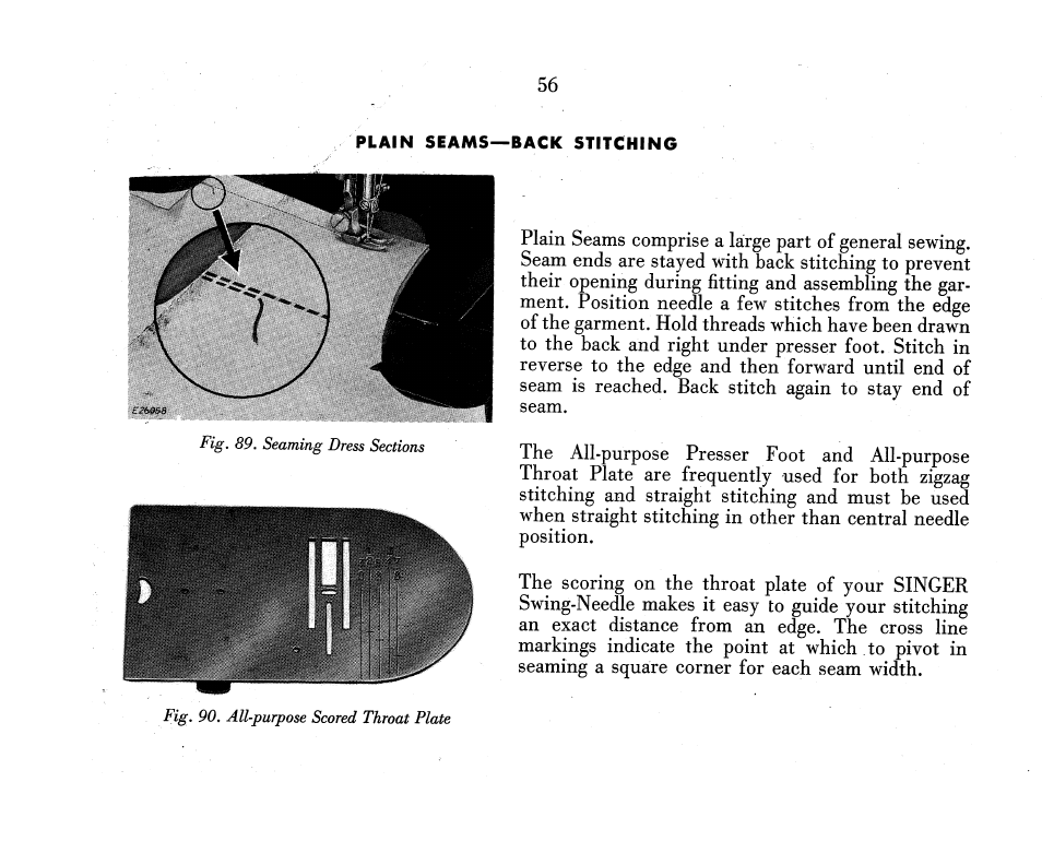 Plain seams—back stitching | SINGER 319K User Manual | Page 58 / 116