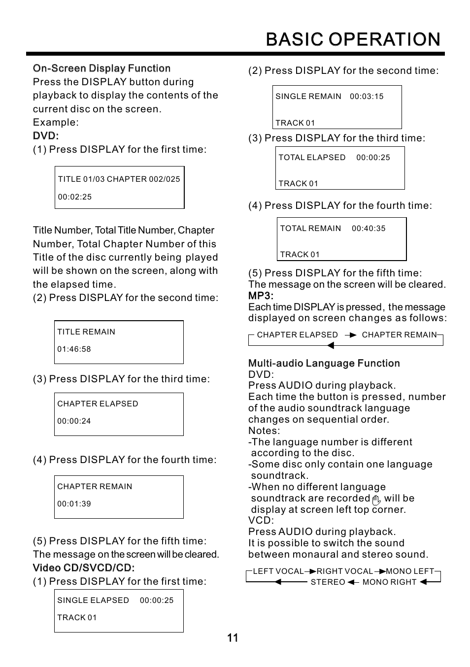 Basic operation | Blackmore Mobile BDP-330 User Manual | Page 11 / 20