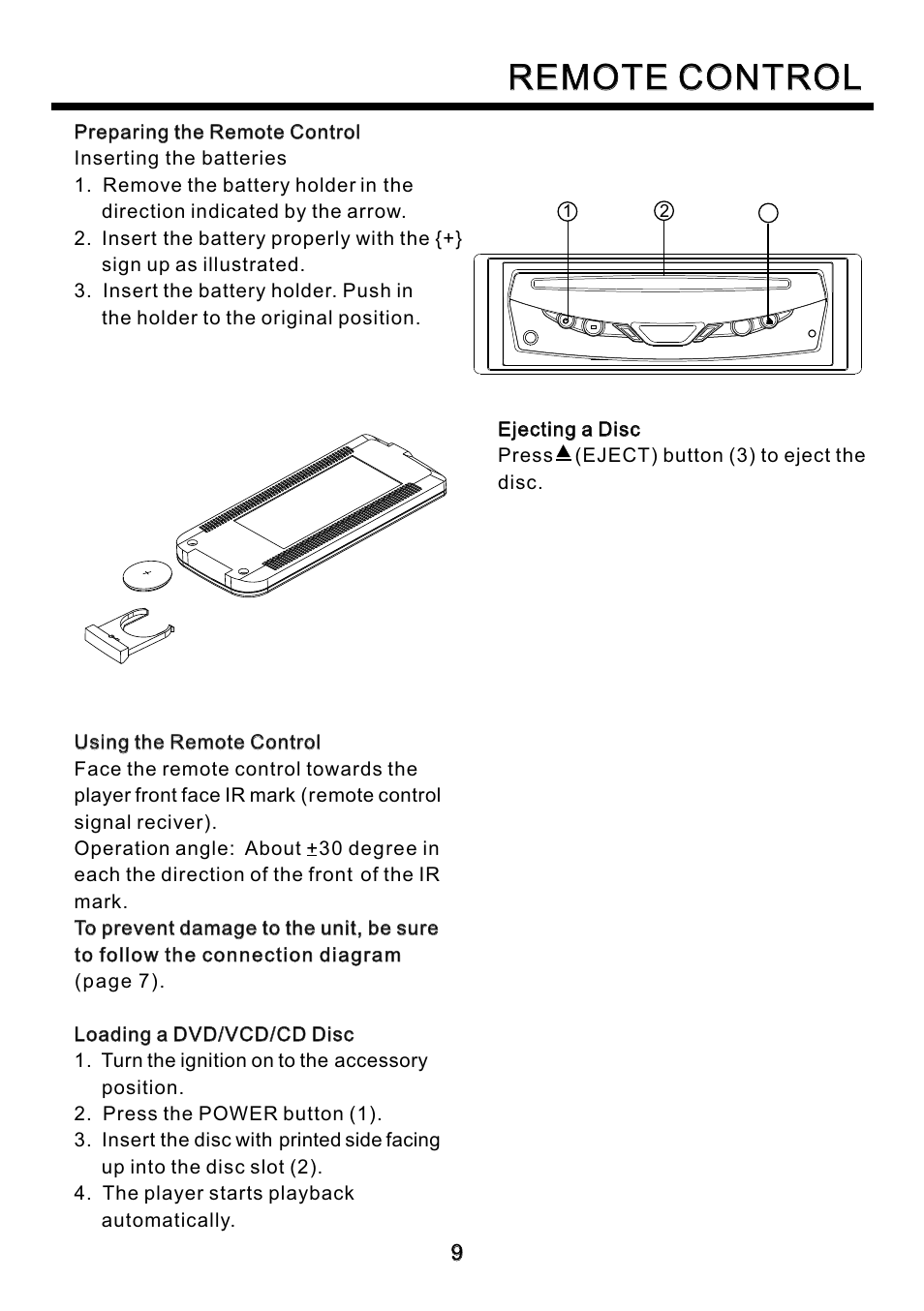 Remote control | Blackmore Mobile BDP-330 User Manual | Page 9 / 20