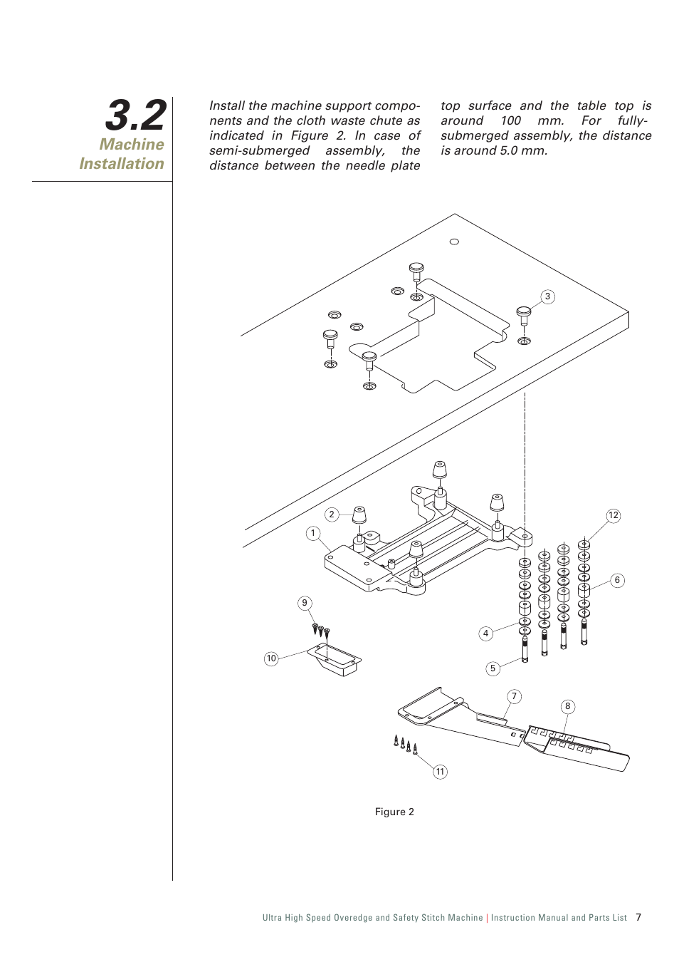 2 machine installation, Machine installation | SINGER 321D-241M-24 INDUSTRIAL SERGER User Manual | Page 10 / 84
