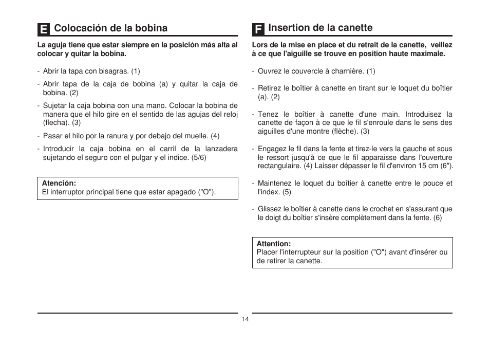 Colocación de la bobina, Insertion de la canette | SINGER 3232 SIMPLE User Manual | Page 21 / 64