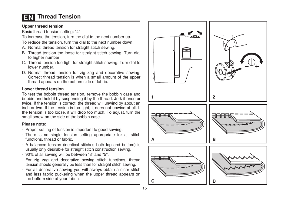 Thread tension | SINGER 3232 SIMPLE User Manual | Page 22 / 64