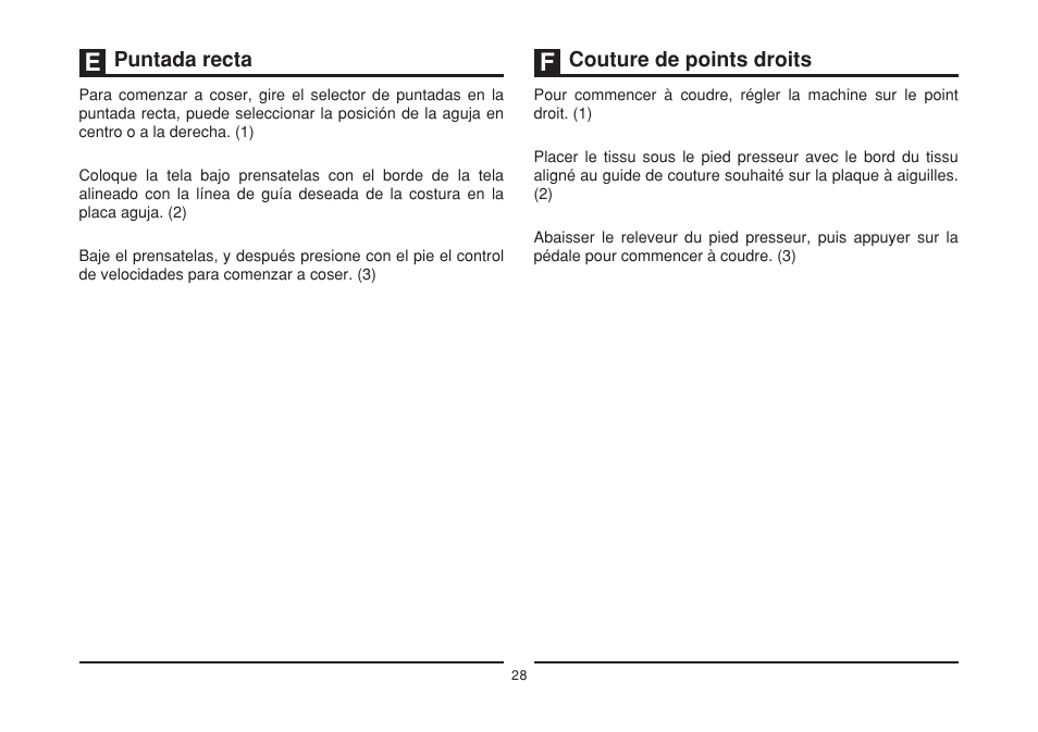 Puntada recta, Couture de points droits | SINGER 3232 SIMPLE User Manual | Page 35 / 64