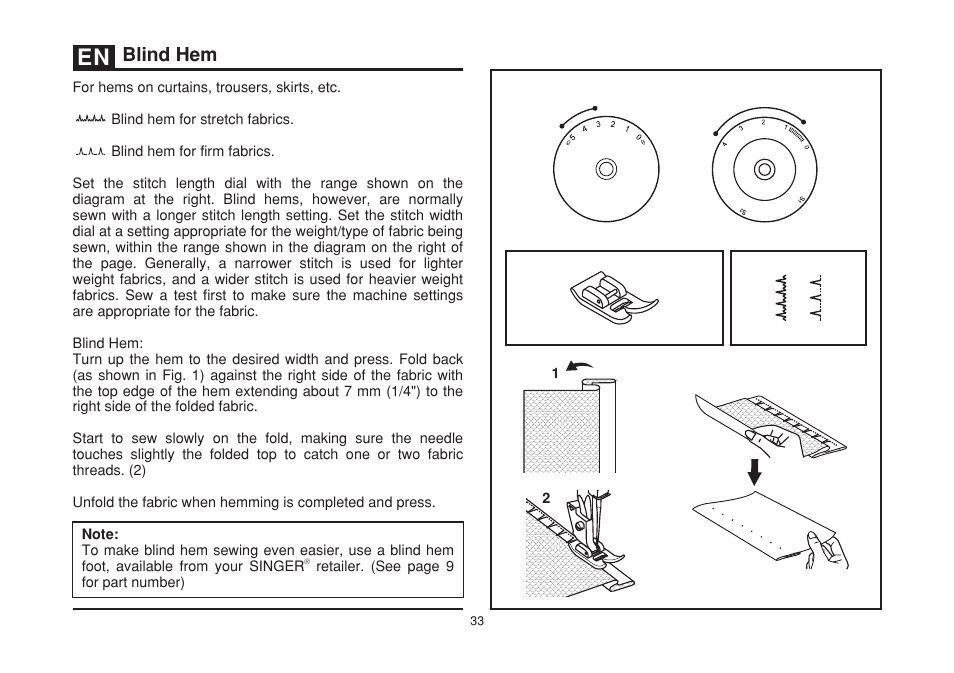Blind hem | SINGER 3232 SIMPLE User Manual | Page 40 / 64