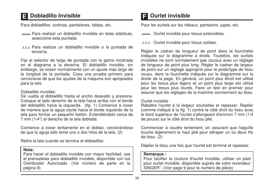 Dobladillo invisible, Ourlet invisible | SINGER 3232 SIMPLE User Manual | Page 41 / 64